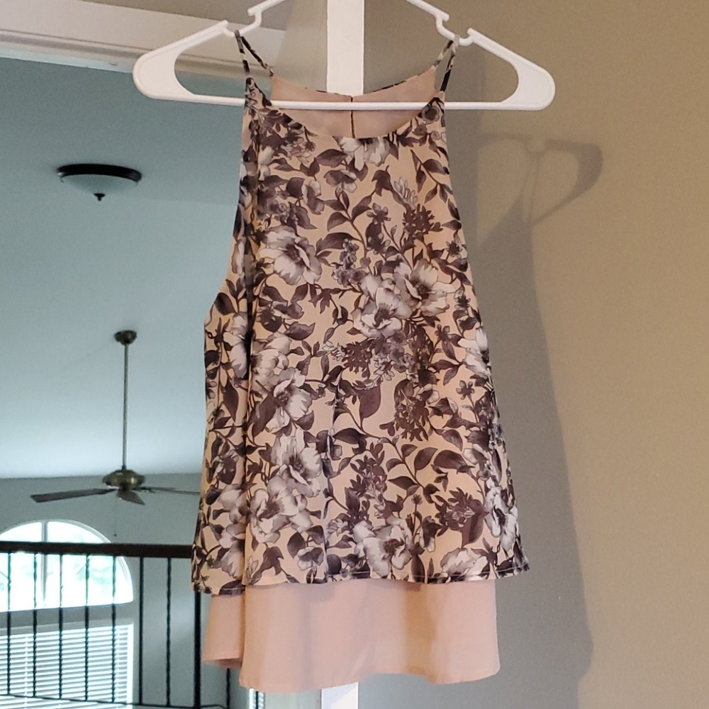 Floral Tank - Grey/Blush Pink